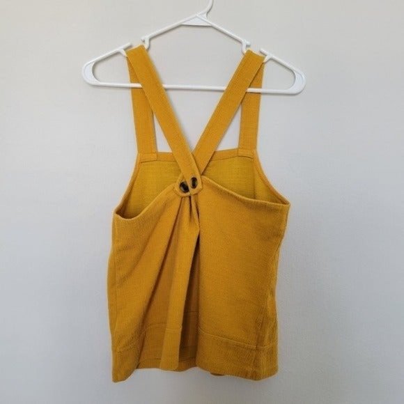 Madewell Apron Cross-Back Yellow Tank Top Size Medium - Picture 4 of 11